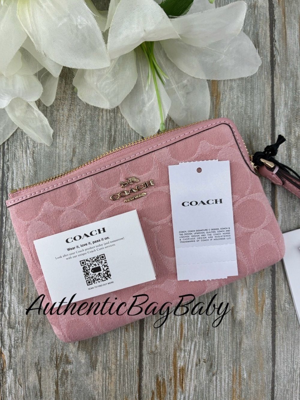Coach Corner Zip Wristlet In Signature Denim Wallet Purse - Picture 6 of 6